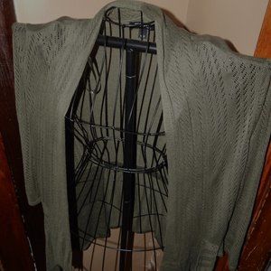 Ladies Roz & Ali Open front Cardigan - Olive Green - Size L